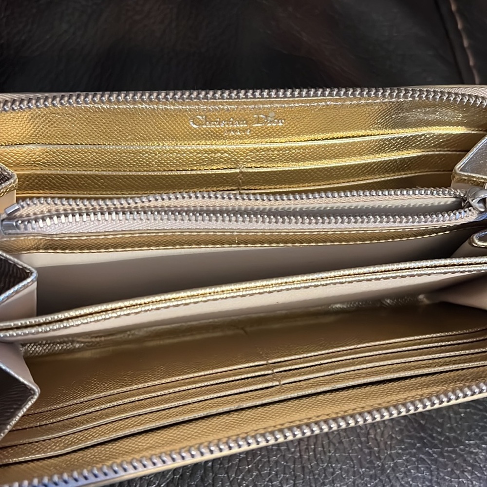Christian dior metallic gold logo monogram CD long zip continental wallet clutch - Picture 8 of 8